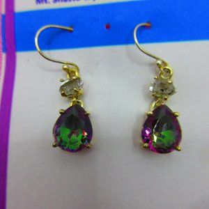 Mystic Topaz & Herkimer Diamond Sterling Silver Gemstone Dangle Earrings